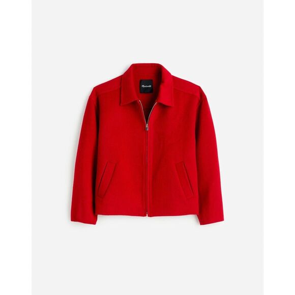 New $198 Madewell Wool Blend Double-Faced Rounded-Sleeve Jacket in Red Large - Picture 3 of 8